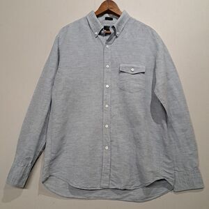 J Crew Baird McNutt Irish Linen Button Up Shirt Mens Large Slim Blue